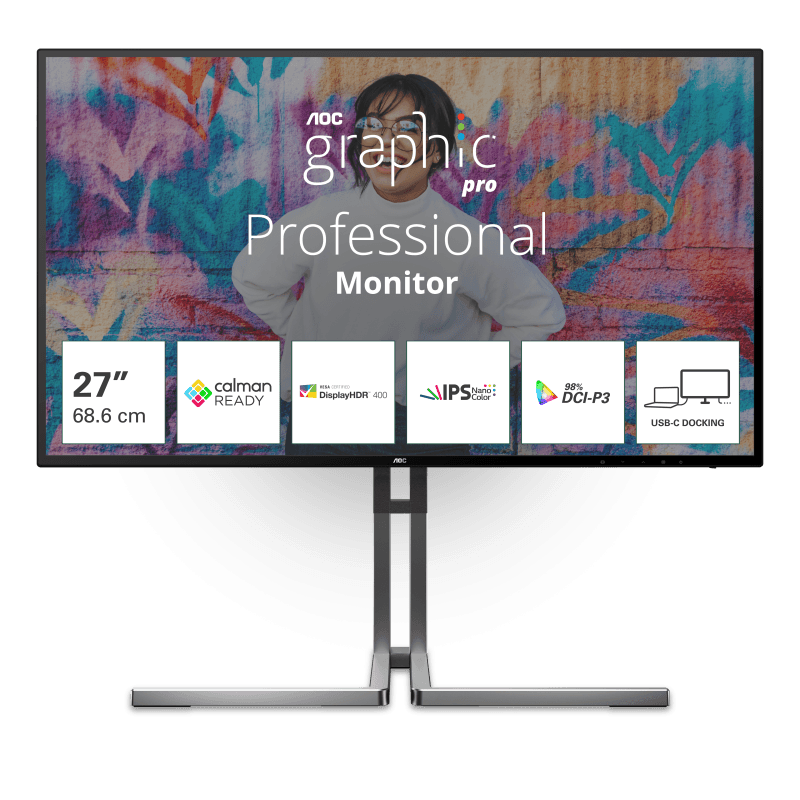 Monitor Consumer AOC 27" U27U3CV, 3840 x 2160 pixeli, Black