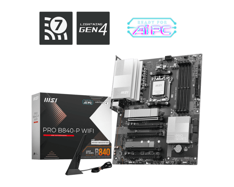 Placa de baza MSI PRO B840-P WIFI, Socket AM5, DDR5, ATX