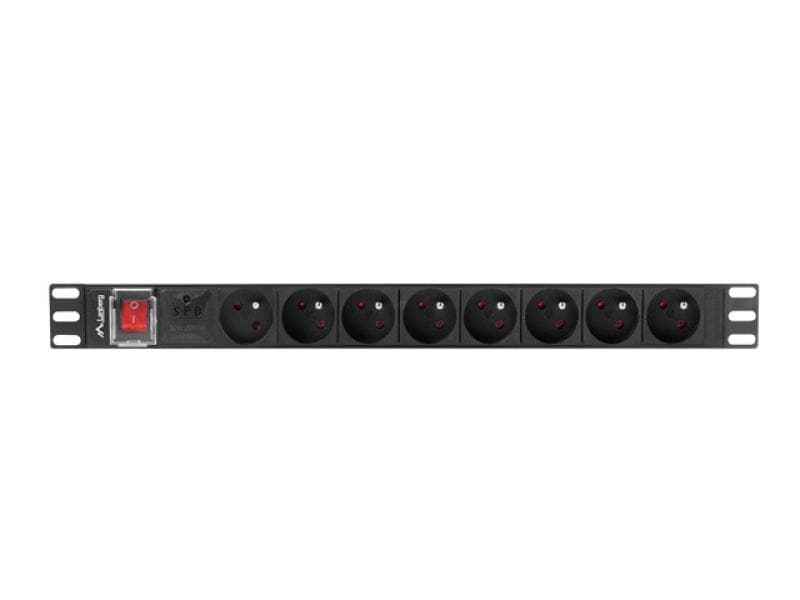 Unitate distributie alimentare PDU 19", 1U, 16A, 8 prize , negru