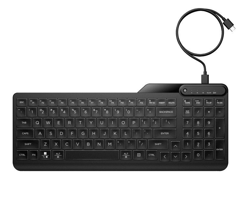 Tastatura HP 405 Backlit Wired Keyboard, USB, Negru