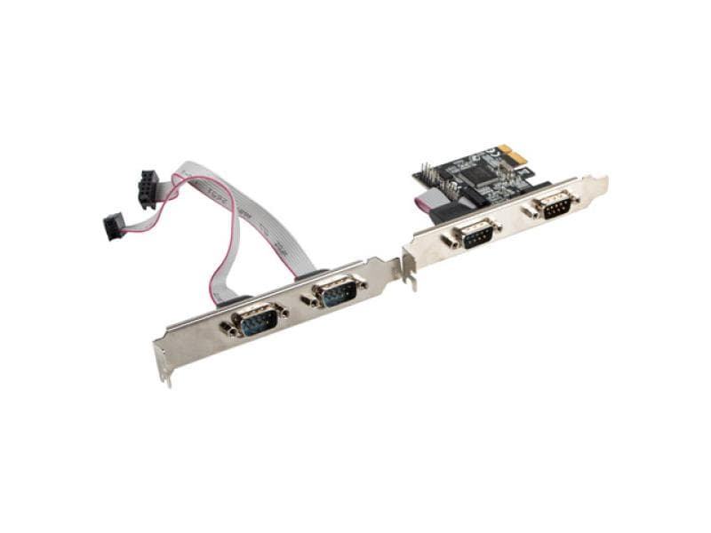 Placă PCI Express x1 4x DB-9 (COM) low-profile