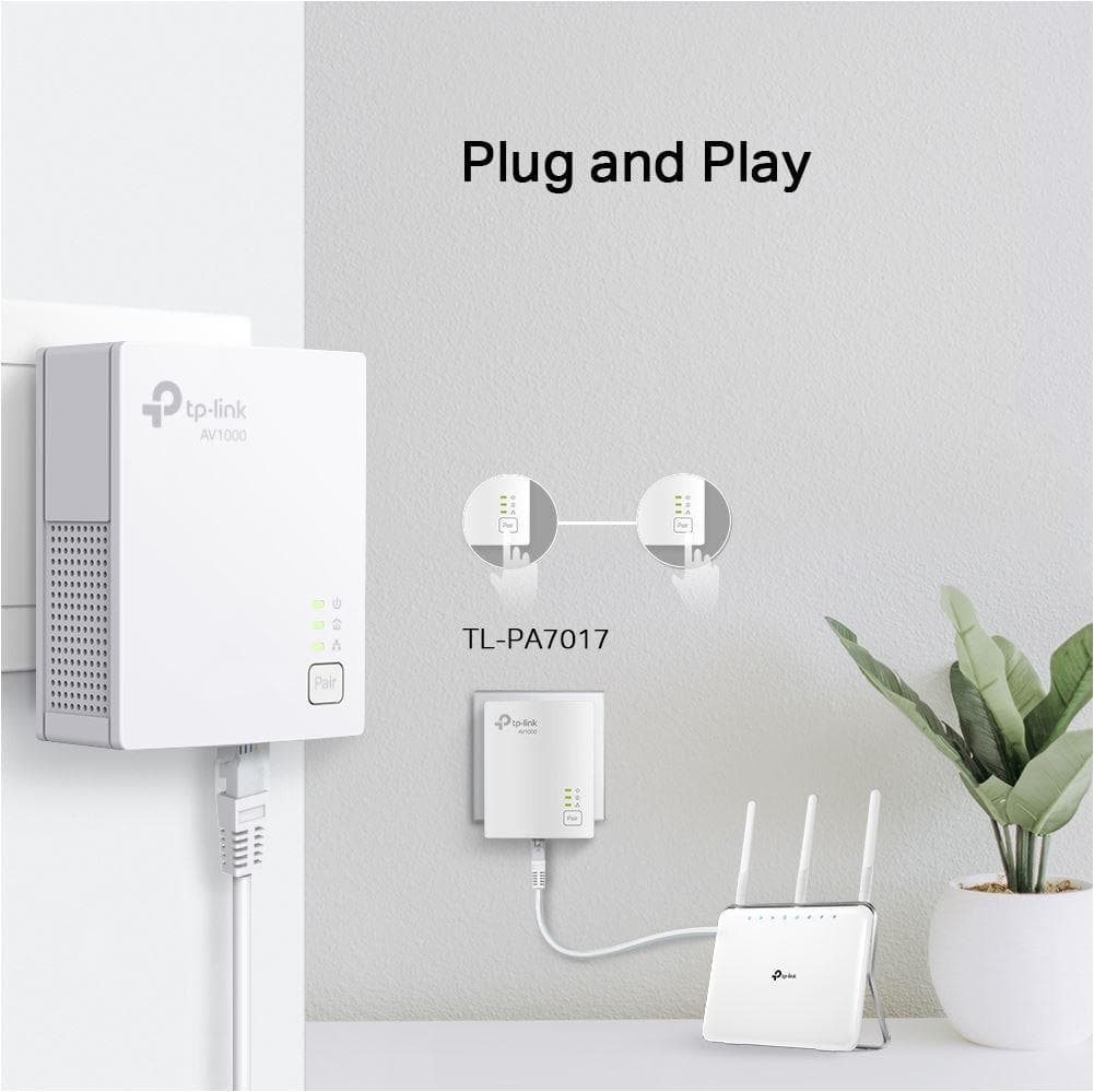 TP-Link Kit AV1000 Powerline Gigabit, Standarde si protocoale: HomePlug AV2, HomePlug AV, IEEE 1901, IEEE 802.3, IEEE 802.3u, IEEE 802.3ab, interfata: 1 x Gigabit Ethernet Port, Aria de acoperire: 300m circuit electric. — miniatură