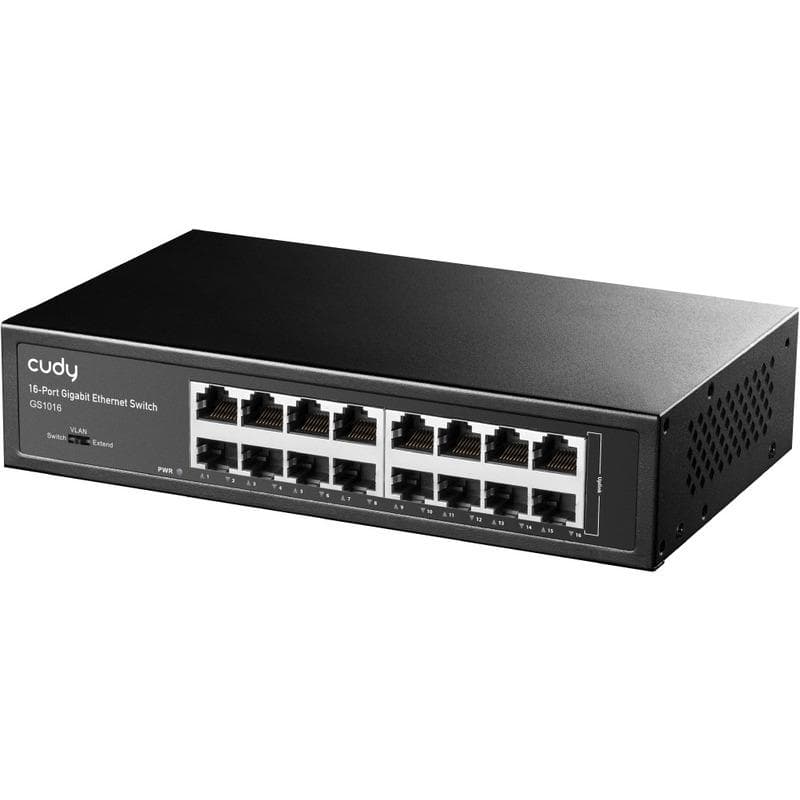 CUDY 16-Port Gigabit Light Managed Switch, 16 Gigabit RJ45 Ports, Rack- mountable Steel Case(Rack-Mount kits included), Power Saving, Plug & Play, Managed/VLAN/Extend working mode DIP switch, Local management via WEB GUI, support STP/RSTP, 802.1Q/Port Based/Voice VLAN, Static Link Aggregation — miniatură