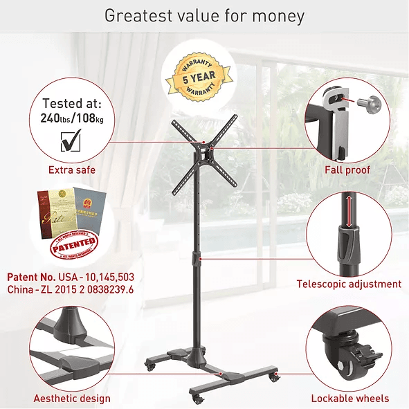 Suport TV de podea, Barkan SW310H, Reglabil, 13"- 65", VESA 400 x 400 mm, suporta pana la 36kg, negru — miniatură