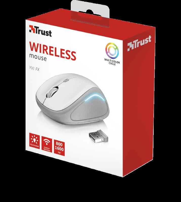 Mouse Wireless Trust Yvi FX, 1600 dpi, Alb — miniatură