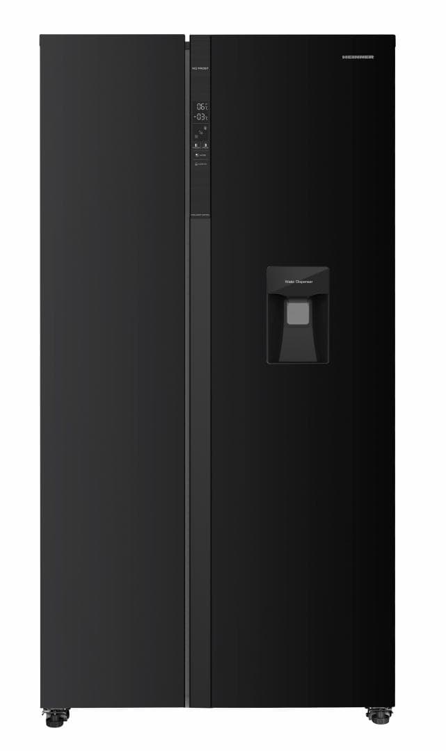 Side by Side HEINNER HSBS-HM529NFBKWDE++, No Frost, 529 L, Clasa E, Dozator apa, Negru