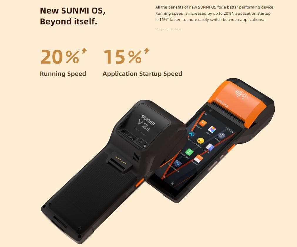 SUNMI MOBILE T5940 V2s - Wireless data POS System, V2s Android 11, 2GB + 16GB, 5MP camera, micro SD, EU 4G, NFC, 2 SAM, printer + label printer, 1D/2Dscanner, non-GMS — miniatură