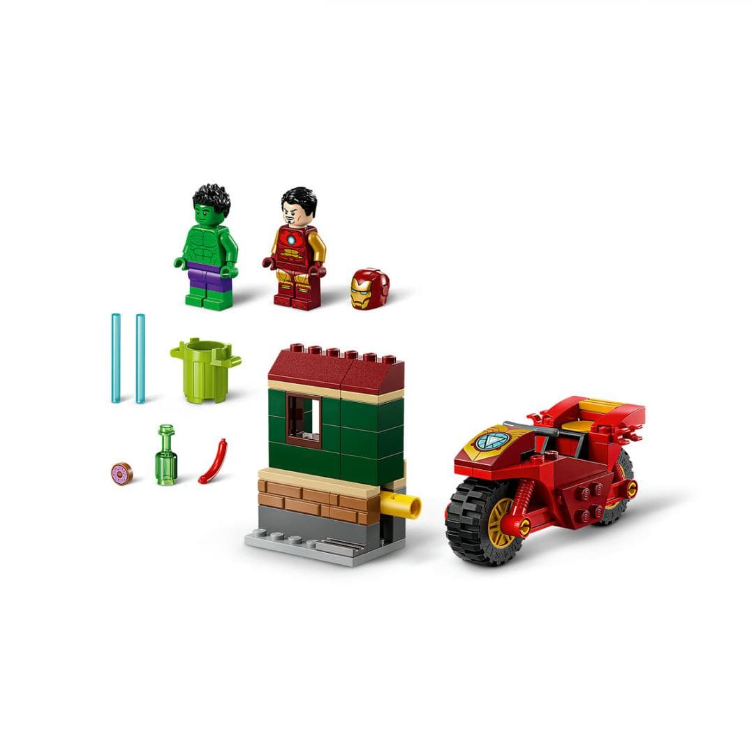 IRON MAN CU MOTOCICLETA SI HULK, LEGO 76287 — miniatură