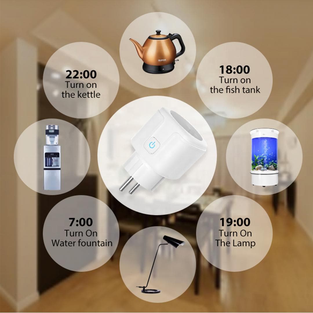 Priza inteligenta PNI SmartHome WP800 WiFi control prin internet, App Tuya Smart, compatibila cu Amazon Alexa si Google Home, masoara consumul de energie, Tensiune alimentare: 230V, Sarcina maxima: 3700 W, Distanta transmisie, 50 m exterior, interior 30 m, Dimensiuni: 87 X 50 X 50 mm — miniatură