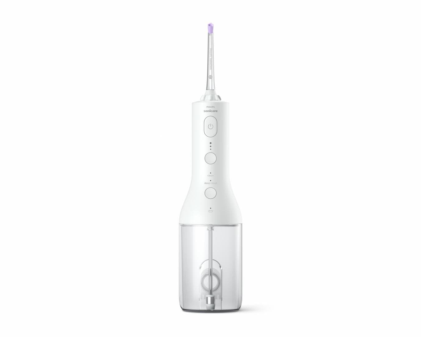 Irigator bucal PHILIPS Sonicare Cordless Power Flosser 3000 HX3826/31, Tehnologie QuadStream, Portabil, 2 moduri de curatare, 3 niveluri de intensitate, 2 x capete de curatare si 1 x husa trasport, Alb, L x A x I (mm) 92x134x247 — miniatură