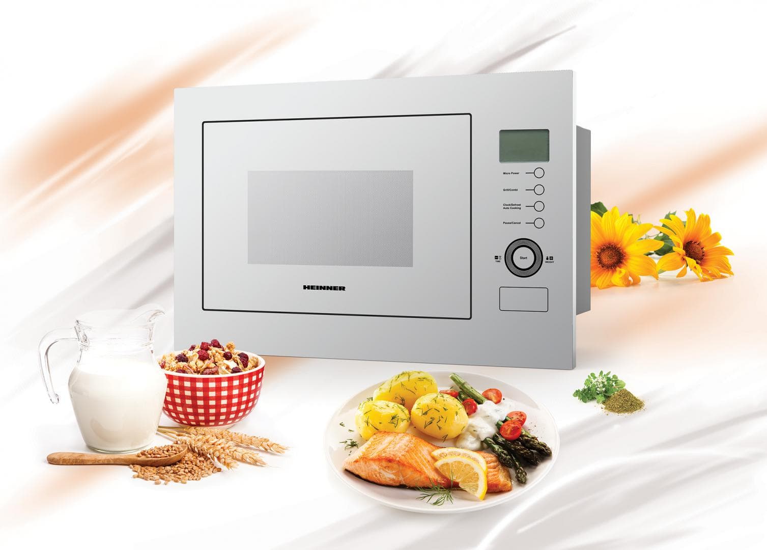 CUPTOR CU MICROUNDE INCORPORABIL HEINNER HMW-25BIGWH — miniatură