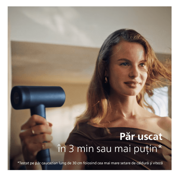 Uscator de par PHILIPS cu ThermoShield Advanced Seria 8000 BHD839/00, 1400W, Tehnologie ThermoShield, 3 viteze, 4 trepte, Temperatura, Albastru, L x A x I (mm) 73.3x181.7x301 — miniatură