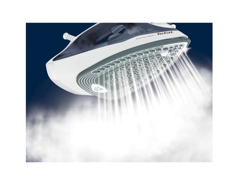 Fier de calcat Tefal Express Steam FV2837E0, 2400W, jet de abur 165 g/min, abur variabil 0-35 g/min, 270 ml, talpa Cerilium, alb/albastru — miniatură