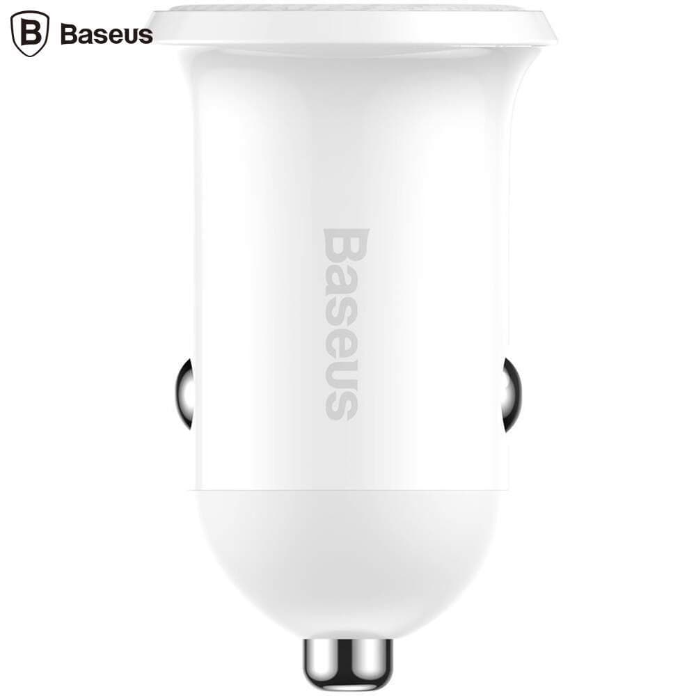 Incarcator auto Baseus Grain Pro, 2 x USB Output 5V/4.8A total ambele porturi, pt. bricheta auto, alb — miniatură