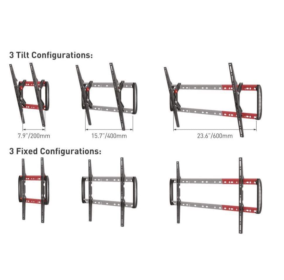 Suport perete Barkan Tilt TV Wall Mount 13" - 90", Max 60Kg, VESA 600x400, Negru — miniatură