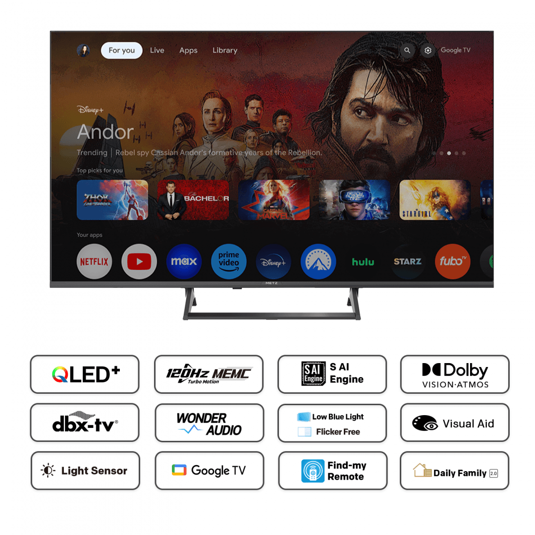 Televizor METZ QLED 55MQF7500Z, 139 cm, Smart Google TV, 4K, Clasa F — miniatură