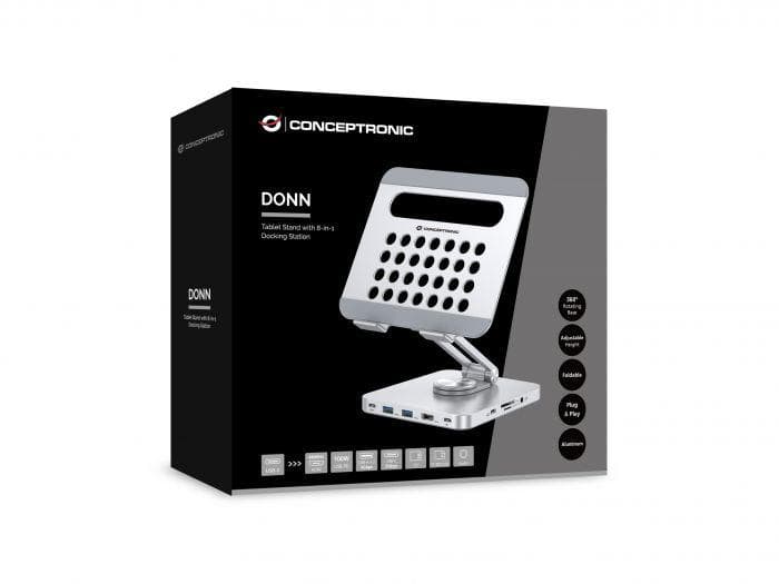 Docking station CONCEPTRONIC DONN26G, USB tip-C, 100W, Gri — miniatură