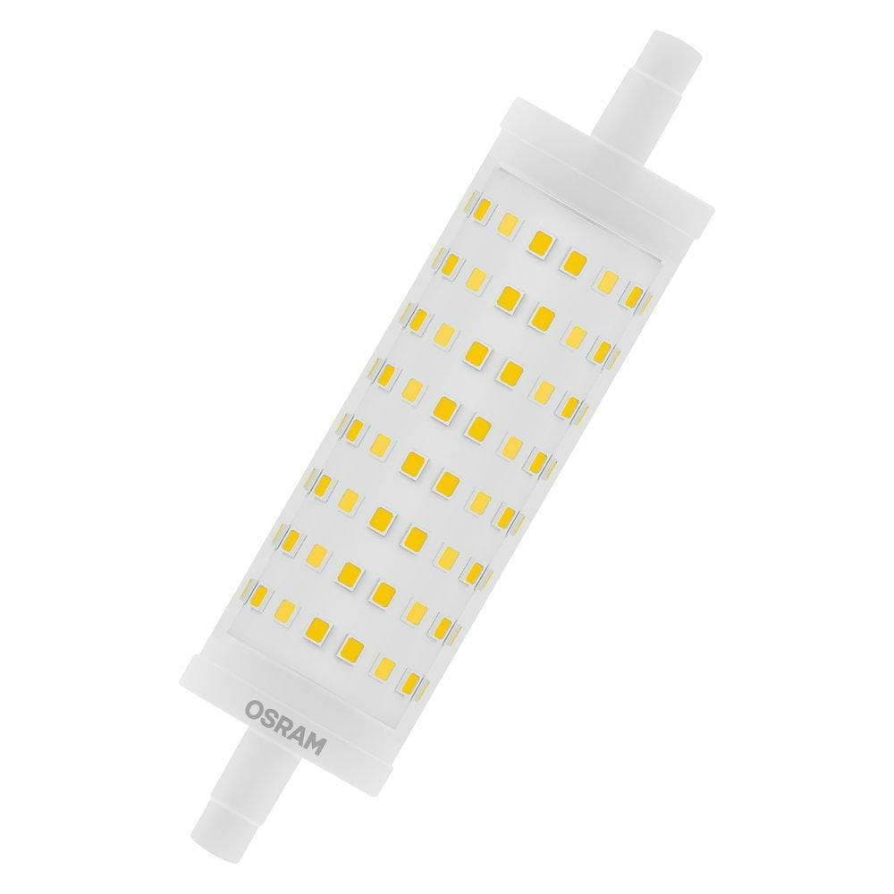 Bec LED Osram DIM LINE, R7s, 16W (125W), 2000 lm, lumina calda (2700K),dimabila, 118mm, Ø29mm — miniatură