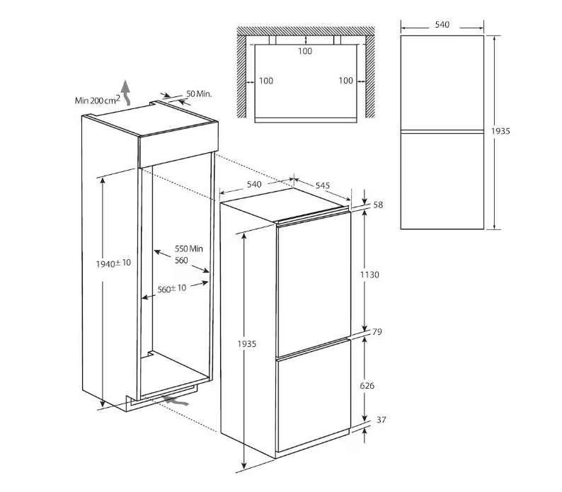 Combina Incorporabila Candy CBL5519EVW Combi, Fresco, 185 cm, A++/E, Low Frost, Wi-Fi/BLU, open door alarm, wine rack chromed, reversible door, super cool/super freeze - Romania — miniatură
