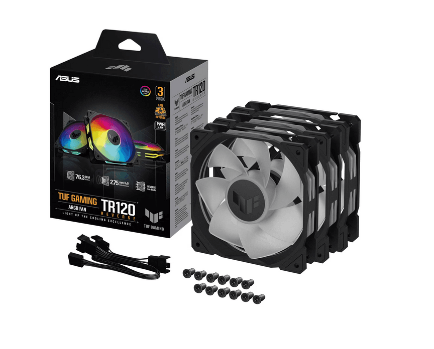 Ventilator Carcasa ASUS TUF GAMING TR120, 12 cm, 2000 RPM, 3 ventilatoare, RGB — miniatură