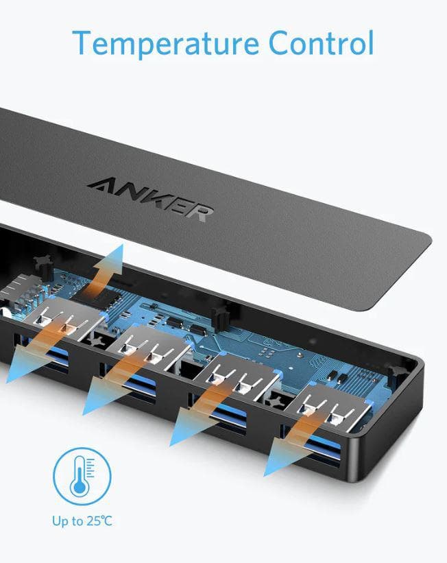 Hub USB Anker A7516016, USB-A, 4 porturi, Negru — miniatură