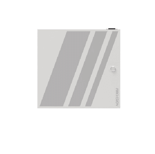 Chassis door control modul Hikvision DS-K2M002X-E: The chassis contains din rails, which helps installing the DS-K2M002X access module. The chassis can be equipped with up to 2 access modules. The chassis contains a 100 W switching power supply, which powering for 2 access modules, and can meet
