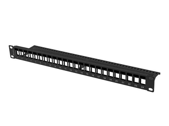 Patch panel gol 24 porturi 1U pentru module Keystone, negru — miniatură