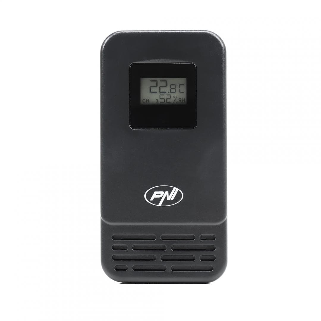 PNI Senzor extern suplimentar pentru statia meteo PNI MS500, PNI-SMS500, Alimentare: 2 x baterii AAA 1.5V, Interval masurare: -40°C ~ +60° C / -40°F ~ +144°C, Interval masurare umiditate: 20% ~ 95%RH, frecventa: 433MHz, distanta comunicare: 50m, Clasa de rezistenta la apa: IPX4 (stropiri cu apa)