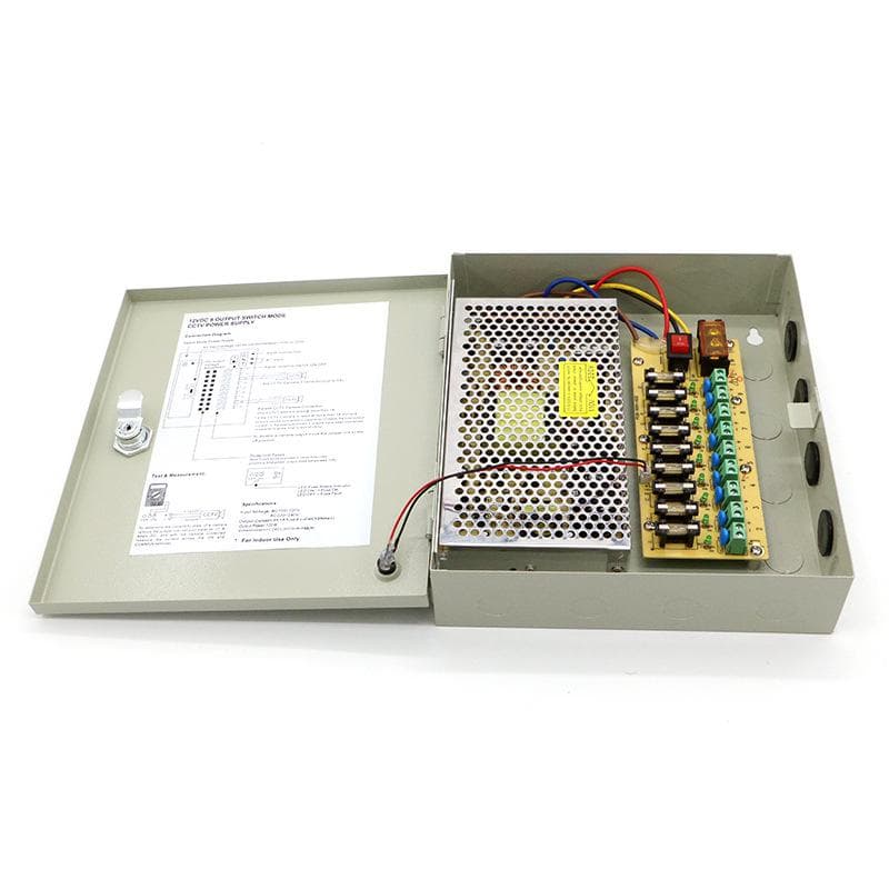 Sursa de alimentare 10A cu 9 iesiri protejate LN-IPS12V10A-9; alimentare 12v; DC Adjustable Range: ±10% Rated Voltage; Voltage Tolerance: ±2.0%; Line Regulation: ±0.5%; Load Regulation: ±1%; Setup,Rise Time,Hold Up Time:200ms,50ms, 20ms/230VAC; AC Voltage Range: 85-264VAC; Frequency Range: 47-63Hz — miniatură