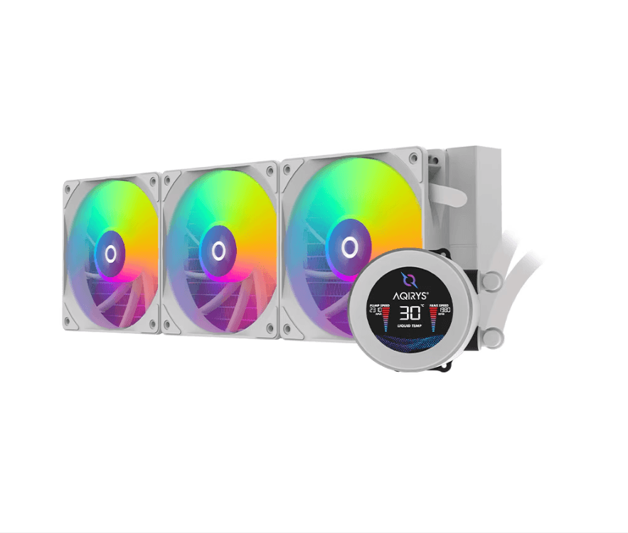 Cooler Procesor AQIRYS HYDRA 360 AIO ALB, Lichid, 12 cm, 3 ventilatoare, aRGB — miniatură