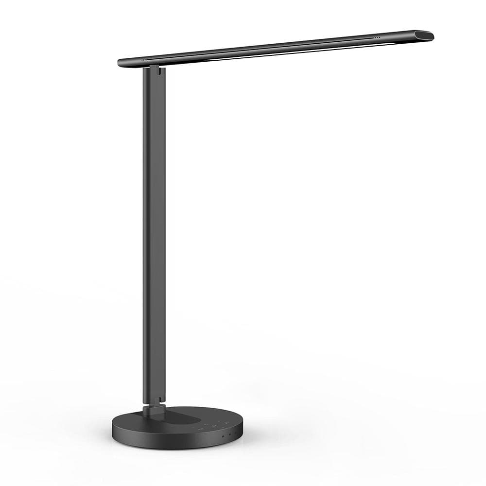 Lampa de birou WiFi Tellur Smart, 12W, lumina alba, calda, Qi 10W, USB 10W, reglabila, negru — miniatură