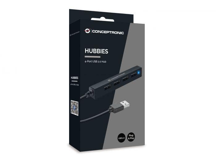 Hub USB CONCEPTRONIC HUBBIES, USB-A, 4 porturi, Negru — miniatură