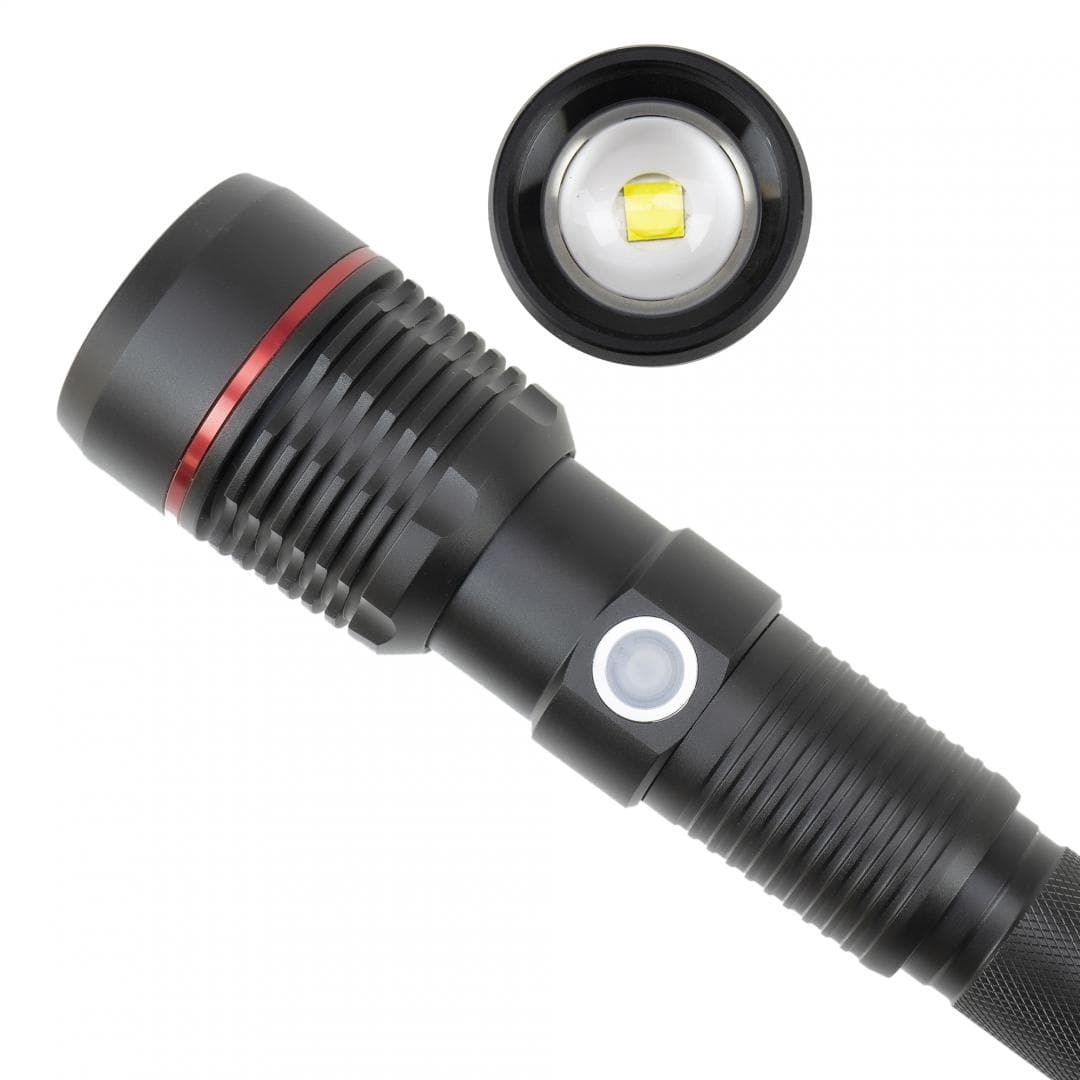 Lanterna PNI Adventure F450 din aluminiu cu focus si functie BOOST, led 20 W, 1500 lm pana la 450 m, IPX5, power bank cu iesire USB, incarcare prin micro USB, acumulator 4400 mAh inclus, functioneaza 10 ore continuu. — miniatură