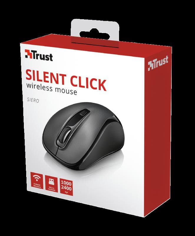 Mouse Wireless Trust Siero Silent, 2400 dpi, Negru — miniatură