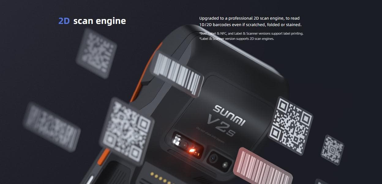 SUNMI MOBILE T5940 V2s - Wireless data POS System, V2s Android 11, 2GB + 16GB, 5MP camera, micro SD, EU 4G, NFC, 2 SAM, printer + label printer, 1D/2Dscanner, non-GMS — miniatură