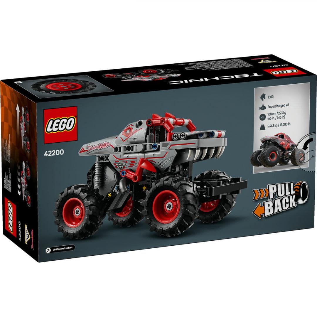 MONSTER JAM THUNDERROARUS PULL-BACK, LEGO 42200 — miniatură