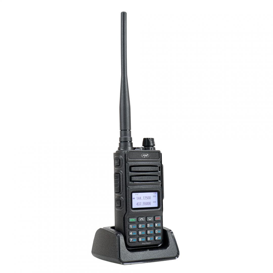 Statie radio portabila VHF/UHF PNI P15UV dual band, PNI-P15UV, 144-146MHz/430-440Mhz, 999CH, cu acumulator 1500 mAh, Canale programabile: 999, Pas frecventa: 2.5/5/6.25/10/12.5/25KHz, Capacitate baterie: 1500mAh Li-Ion, antena: 50 Ohmi, Dimensiuni: 57 x 35 x 270 mm (antena inclusa), 242 grame — miniatură
