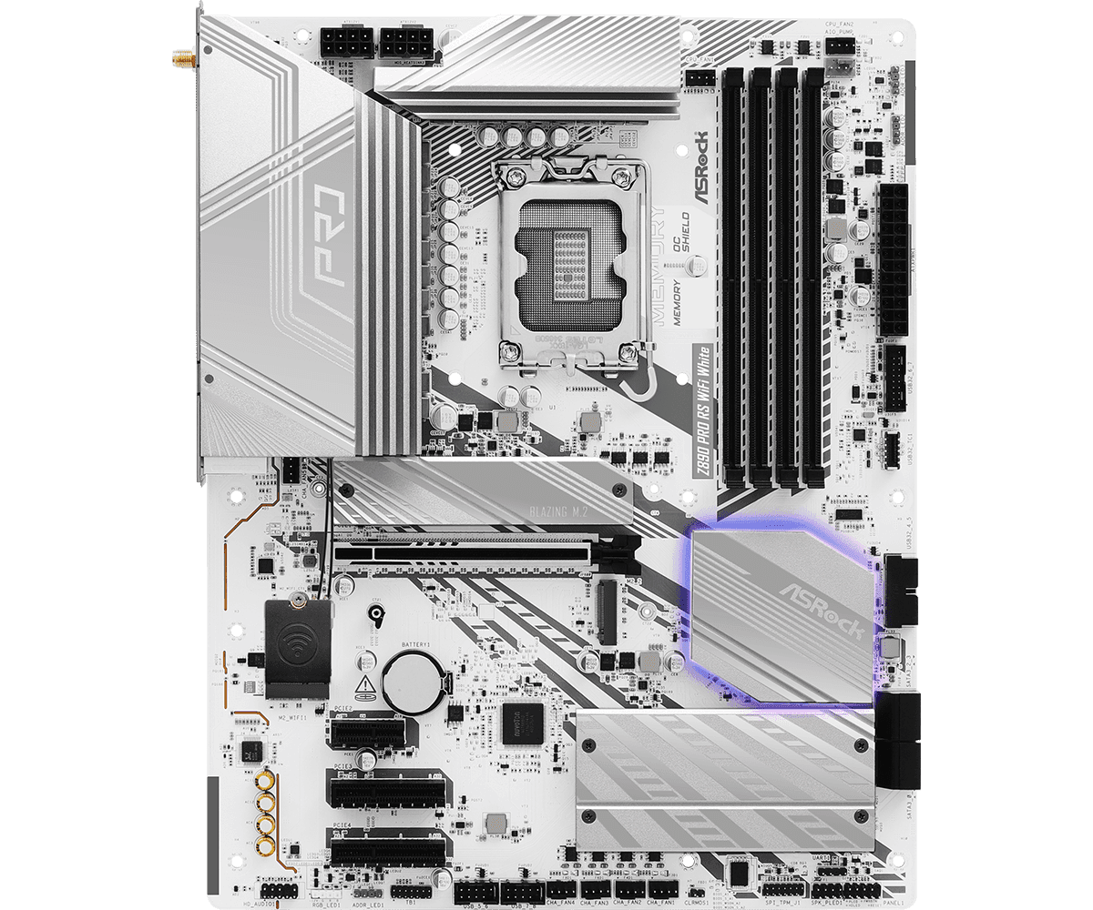 Placa de baza ASRock Z890 Pro RS WiFi White, Socket 1851, DDR5, ATX — miniatură
