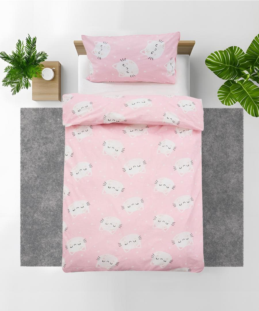 Set de pat single bumbac, 92 gsm, Cat — miniatură