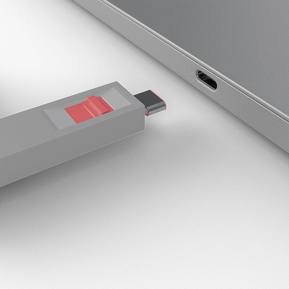 Lindy USB Type C Port Blocker Key, pachet de 4, dimensiuni 14.52x112.5x11.25mm, roz — miniatură