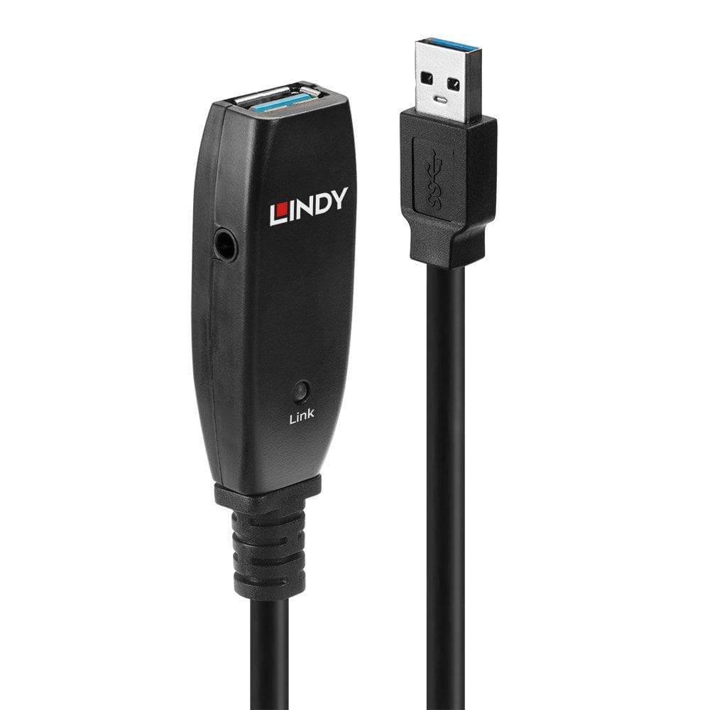 Cablu Lindy 15m USB 3.0 Active Extension Slim, negru — miniatură