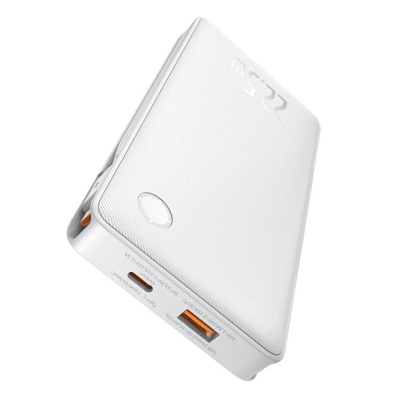 Baterie externa Baseus Airpow lite, 10000mAh, 22.5W, 1 x USB; 1 cablu x USB Type-C, 1 cablu x Iphone Lightning, total 3A, alb — miniatură