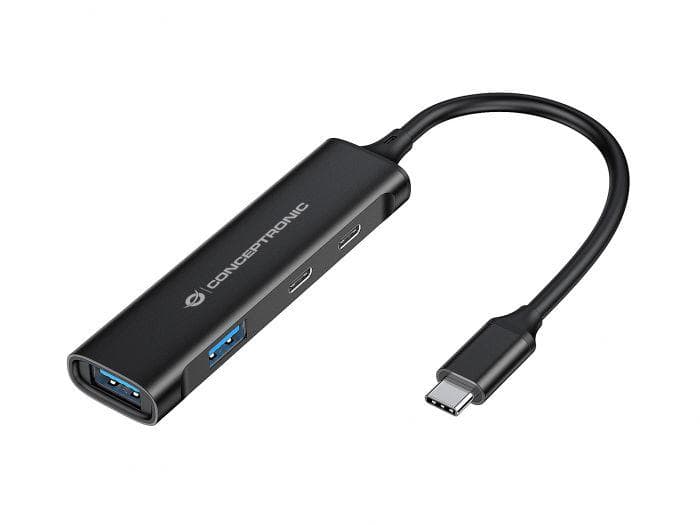 Hub USB Conceptronic HUBBIES, USB-C, 4 porturi, Negru — miniatură