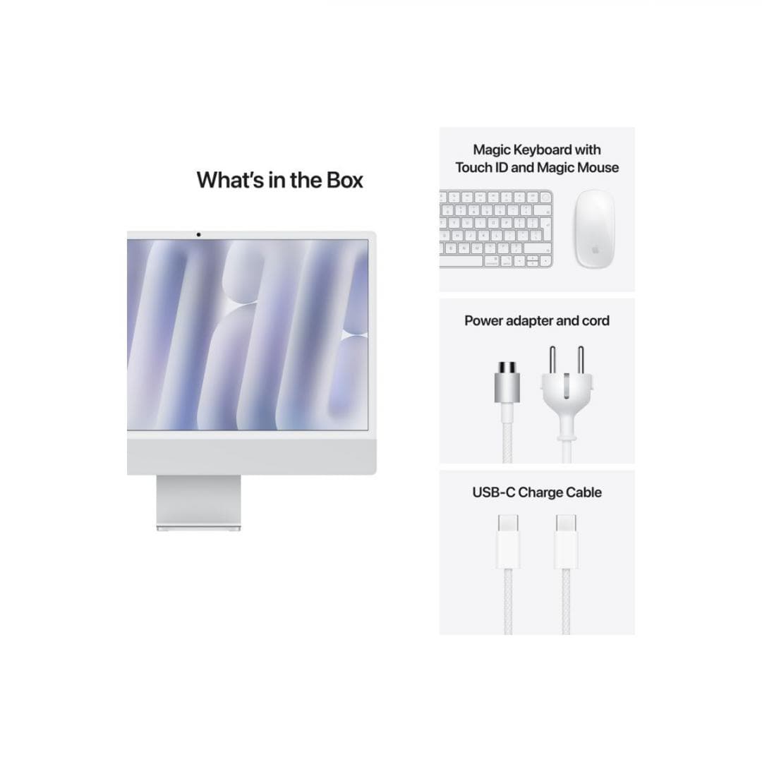 Apple iMAC 24" Retina 4.5k/ Apple M4 (CPU 10-core, GPU 10-core, Neural Engine16-core)/24GB/512GB - Silver - INT KB (2024) — miniatură
