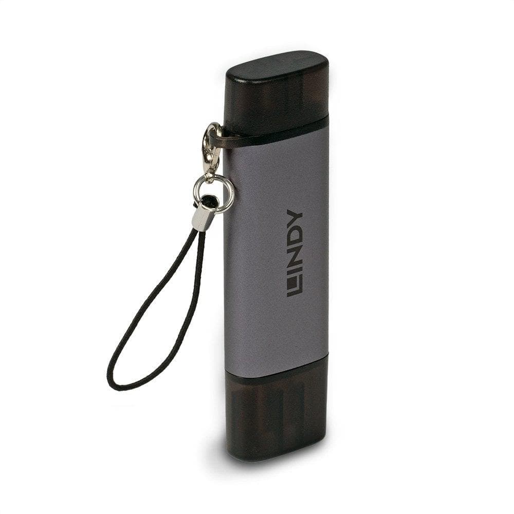 Card Reader Lindy USB 3.2 Type C, SD & microSD, argintiu — miniatură
