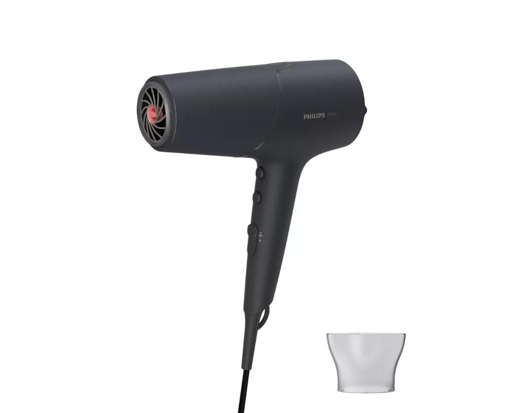 Uscator de par Philips BHD504/00, 2100W, tehnologie ThermoShield, ingrijire cu ioni, 6 setari de viteza/temperatura, cap de coafare 14mm, Gri carbune metalizat