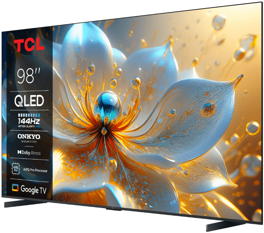 Televizor TCL QLED 98T8C, 248 cm, Smart Google TV, 4K Ultra HD, 144Hz, Onkyo — miniatură