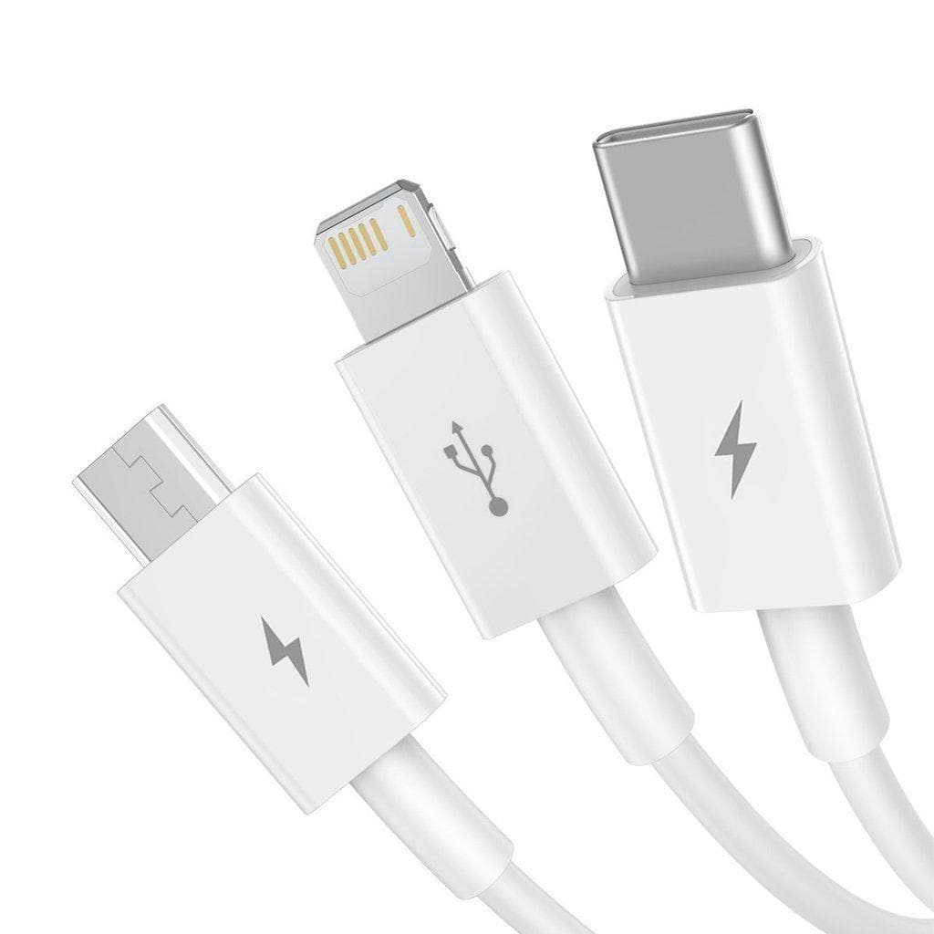 Cablu alimentare si date Baseus Superior Series, pt. smartphone, USB la Micro-USB + Lightning Iphone + USB Type-C 3.5A, 1.5m, alb — miniatură