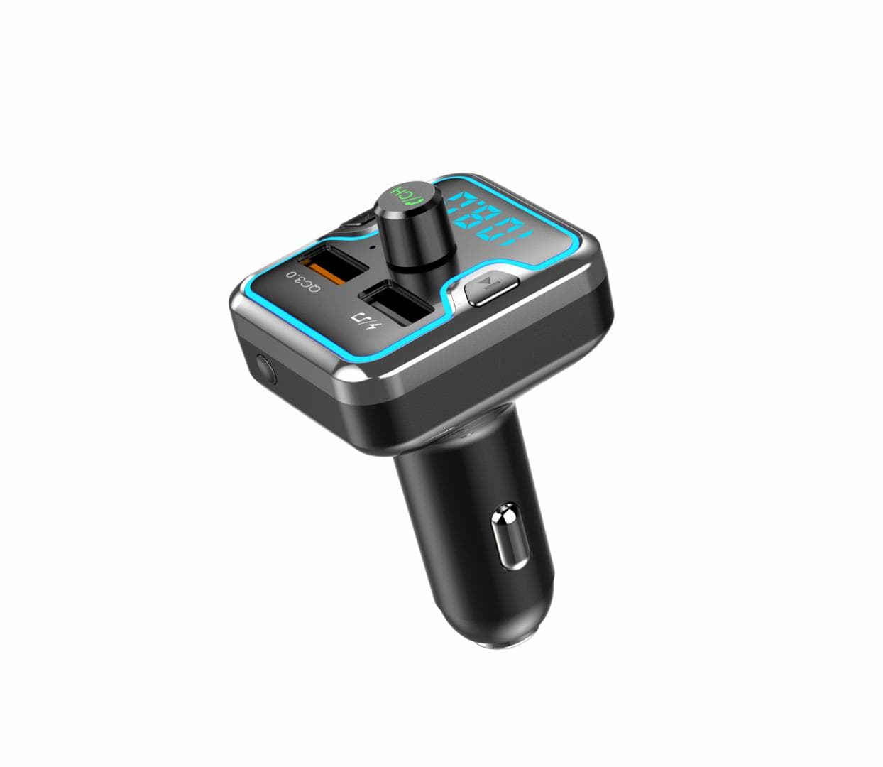 Modulator FM Serioux AMFM45, Bluetooth V5.0, conectare automată, raza de actiune de până la 5 metri, voltaj intrare: DC 12/24V, ieșire: USB QC3.0, frecvența FM: 87.5MHz - 108.0MHZ, format muzica: MP3/WMA/WAV, USB audio (pana la 32 GB), slot MicroSD ( pana la 32 GB), microfon incorporat, functii — miniatură