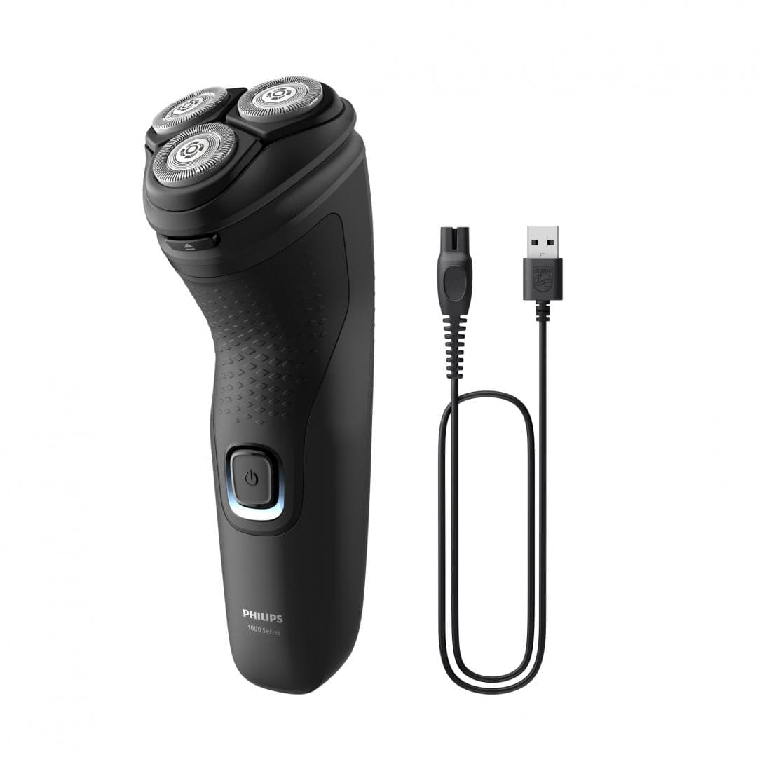 Aparat de ras PHILIPS Seria 1000 S1141/00, Autonomie 40 min, 3 elemente de taiere, Negru, L x A x I (mm) 80x100x190 — miniatură